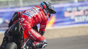 JEREZ DE LA FRONTERA, SPAIN - MAY 03: Danilo Petrucci of Italy and Ducati Team looks back and rounds the bend during the  MotoGp of Spain - Free Practice at Circuito de Jerez on May 03, 2019 in Jerez de la Frontera, Spain. (Photo by Mirco Lazzari gp/Getty Images)