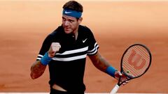 Paris (France), 02/06/2018.- Juan Martin Del Potro of Argentina reacts after winning against Albert Ramos-Vinolas of Spain during their men&#039;&Auml;&ocirc;s third round match during the French Open tennis tournament at Roland Garros in Paris, France, 02 June 2018. (Espa&ntilde;a, Abierto, Tenis, Francia) EFE/EPA/IAN LANGSDON