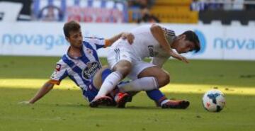 Trofeo Teresa Herrera. Deportivo de la Coru?a - Real Madrid. Luisinho y Morata.