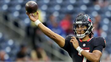HOUSTON, TEXAS - AUGUST 17: C.J. Stroud #7 of the Houston Texans throws a pass before the preseason game against the New York Giants at NRG Stadium on August 17, 2024 in Houston, Texas. Tim Warner/Getty Images/AFP (Photo by Tim Warner / GETTY IMAGES NORTH AMERICA / Getty Images via AFP)