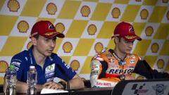 Lorenzo, junto a Pedrosa en la conferencia de Sepang.