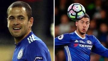 Joe Cole con la camiseta del Chelsea y Eden Hazard.