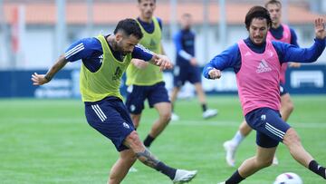 Juan Cruz y Rubén García en un entrenamiento