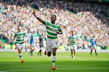 Moussa Dembele rounds off his hat-trick on his Celtic and Old Firm debut