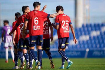 MURCIA, SPAIN - DECEMBER 10: Alan Virginius of Lille celebrates with team mates after scoring his team's first goal during the friendly match between Real Valladolid and Lille at Pinatar Arena on December 10, 2022 in Murcia, Spain. (Photo by Silvestre Szpylma/Quality Sport Images/Getty Images)