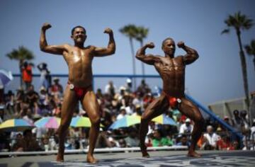 Concurso de culturismo 'Muscle Beach Independence Day' que se celebra en Venice, Los Ángeles.