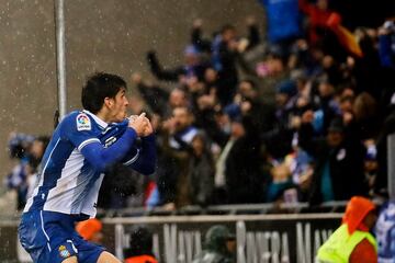 Gerard Moreno makes it 1-0 for Espanyol.