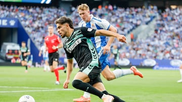 Abde, ante el Espanyol.