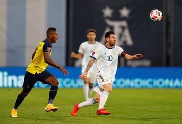 Messi in action for Argentina against Ecuador on 8 October.