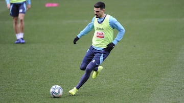 Sergio &Aacute;lvarez entrenando hoy con el Eibar
  