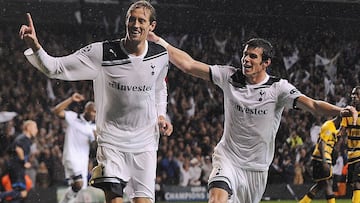 Peter Crouch y Gareth Bale, en su &eacute;poca en el Tottenham.