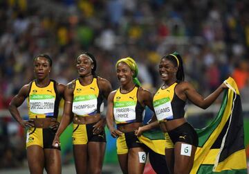 Veronica Campbell-Brown, Elaine Thompson, Shelly-Ann Fraser-Pryce y Christania Williams.