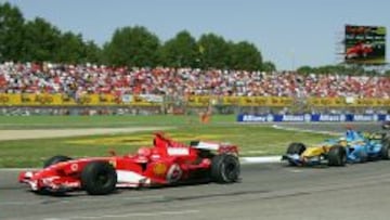 Schumacher y Alonso en el GP de San Marino 2006 en &Iacute;mola.