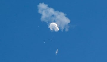 The Chinese balloon drifted to the ocean after being shot down off the coast in Surfside Beach, South Carolina.