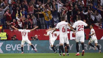 El Sevilla, durante el derbi.