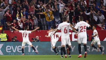 El Sevilla, durante el derbi. 