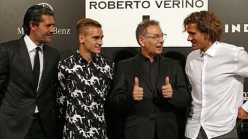 Caminero, Griezmann y Cerci, en el desfile de Roberto Verino.