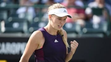 Wozniacki celebra su pase a la final en Charleston.