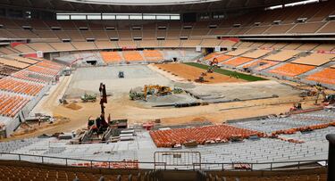 Obras en el estadio de La Cartuja. 