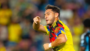 Sebastian Caceres celebrates his goal 3-3 of America during the match between America and Minnesota United FC as part of Phase One of the Leagues Cup 2025 at Shell Energy Stadium on August 02, 2024 in Houston, Texas, United States.