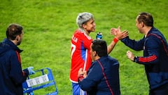 La jugadora de Chile, Fernanda Pinilla, es fotografiada durante el partido del grupo A del futbol femenino de los XIX juegos Panamericanos Santiago 2023 realizado en el estadio Sausalito.