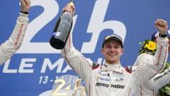 Hulkenberg celebra la victoria en Le Mans. 