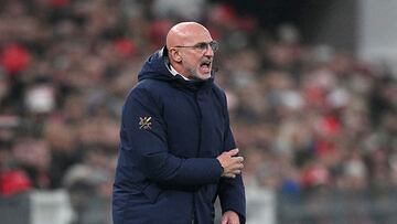 Luis de la Fuente, en el partido ante Dinamarca.