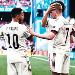 Un gol histórico, un homenaje a Eriksen, De Bruyne y Hazard de record, y un pase a octavos