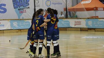 Jugadoras de la selección femenina de hockey patines, en el Mundial.