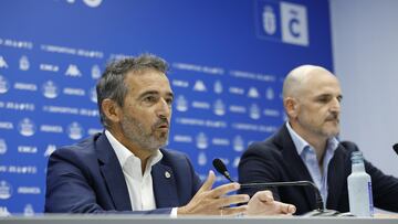 Deportivo de La Coruña. Rueda de prensa de Fernando Soriano y Álvaro García presidente del Deportivo