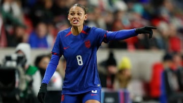 SANDY, UT - OCTOBER 26: Trinity Rodman #8 of the United States yells at the official during the first half of their game agaisnt Columbia at America First Field on October 26 2023 in Sandy, Utah. Chris Gardner/Getty Images/AFP (Photo by CHRIS GARDNER / GETTY IMAGES NORTH AMERICA / Getty Images via AFP)