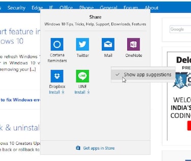 Cómo deshabilitar las apps sugeridas en Microsoft Edge