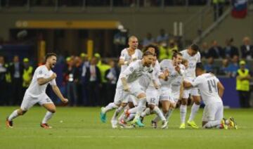 La Undécima. Se repitió la final de dos años antes y también repitió el campeón. Esta vez tras la tanda de penaltis. En la imagen los jugadores celebran el momento que Cristiano Ronaldo marca el penalti definitivo que valió el título.