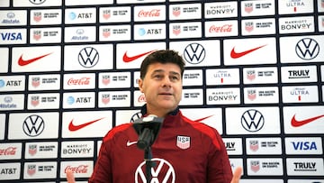 Austin (United States), 11/10/2024.- US Men's National Team head coach Mauricio Pochettino speaks to reporters during a press conference before a training session at St. David'Äôs Performance Center in Austin, Texas, USA, 11 October 2024. EFE/EPA/DUSTIN SAFRANEK