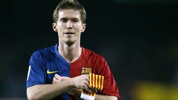 Hleb, capit&aacute;n en un partido del Bar&ccedil;a ante el Espanyol en Copa