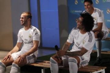 Marcelo, Pepe, Jesé, Morata, Isco, Varane, Xabi Alonso, y Diego López dieron un clinic a algunos aficionados que pudieron pisar el césped del Bernabéu.