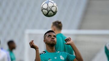 Rodrygo, en la sesi&oacute;n previa a la final de Par&iacute;s contra Klopp.