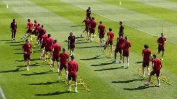 El Atlético de Madrid se entrena pensando en el Leicester