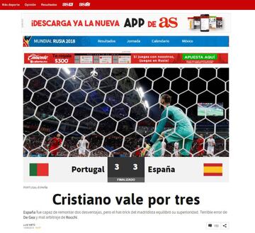 Así reaccionó la prensa mundial al partido de Portugal y España