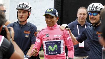 27/05/17 GIRO DE ITALIA 2017 ETAPA 20 PORDENONE - ASIAGO NAIRO QUINTANA CON POLICIA CICLISMO