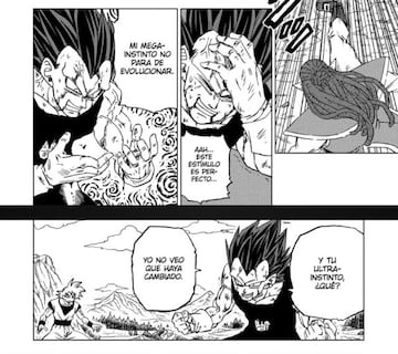 Vegeta insta a Goku a pensar como evolucionar su t&eacute;cnica del Ultrainstinto.