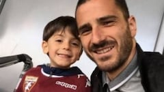 Bonucci's Torino-supporting son sulks wearing Juventus colours