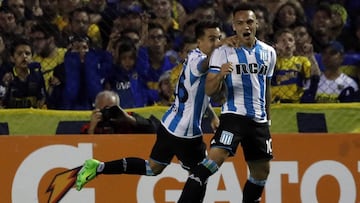 Buenos Aires, 19 NOVIEMBRE 2017, Argentina
 SUPERLIGA ARGENTINA 2017
 Boca Juniors vs Racing Club por la 9na fecha del Torneo en el Estadio La Bombonera.
 Festejos de gol Lautaro Martinez de Racing Club
 Foto Gustavo Ortiz
 