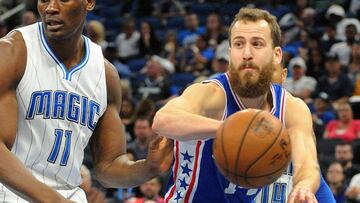 Sergio Rodr&iacute;guez, durante un partido con los Philadelphia 76ers.