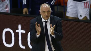 Pablo Laso, durante el tercer partido de los cuartos de final de la Euroliga que ha enfrentado al Real Madrid y al Anadolu Efes.