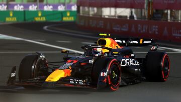 Formula One F1 - Saudi Arabian Grand Prix - Jeddah Corniche Circuit, Jeddah, Saudi Arabia - March 8, 2024 Red Bull's Sergio Perez during practice REUTERS/Rula Rouhana