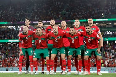 El once inicial de la selección marroquí. 