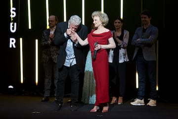 La actriz Marisa Paredes y el actor Ron Perlman asisten a la ceremonia de entrega de premios Málaga Sur.