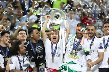 Real Madrid celebrate after winning the UEFA Champions League 2016.