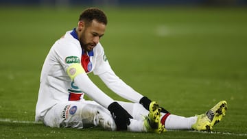 Neymar during a Coupe de France fixture against Caen.